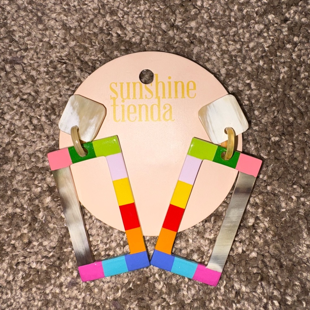 Rainbow Colorblock earrings - Picture 2 of 5